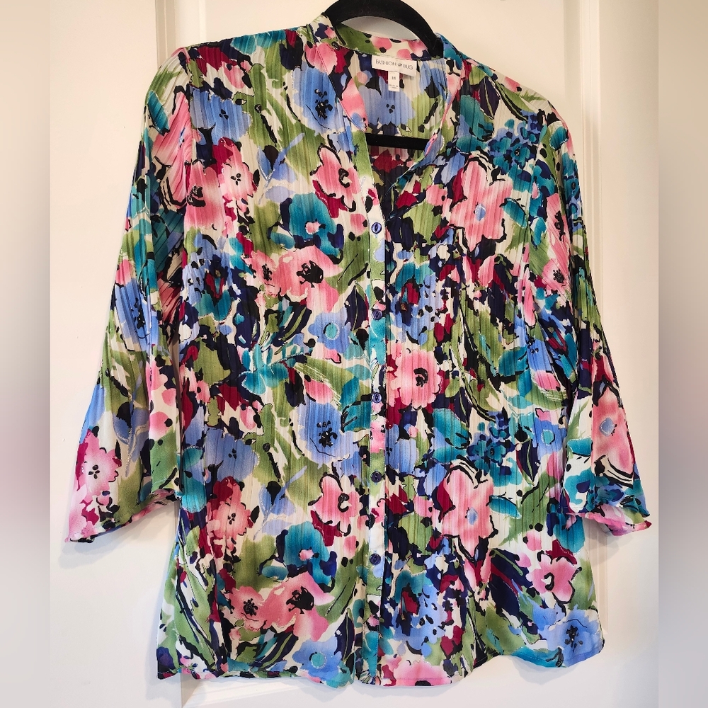Fashion Bug Vibrant Multicolor Floral Blouse
